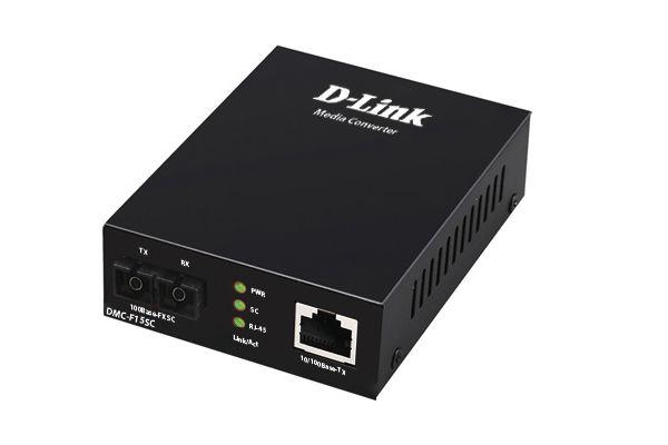 Медиаконвертер DMC-F15SC/B1A (100BASE-TX по витой паре в 100BASE-FX по одномодовому волокну (15км SC) D-link 1243223