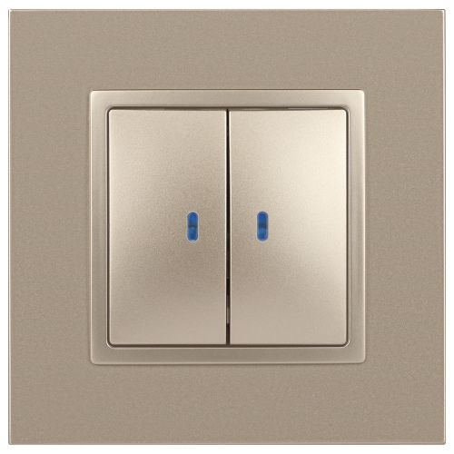 Выключатель 2-кл. СП Elegance 14-1105-04 10А IP20 250В 10AX с подсветкой механизм шампань Эра Б0034240
