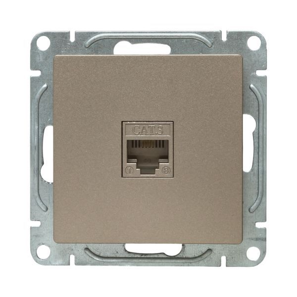 Розетка телефонная 1-м СП Эпика RJ11 механизм шампань EKF UP1-SOC-RJ11