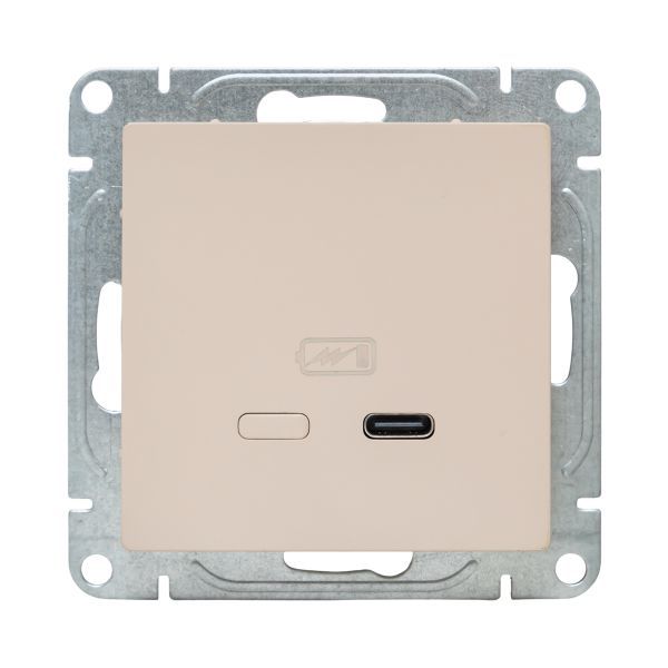 Розетка СП Эпика USB-C быстрая механизм крем. EKF UP1-SOI-USBCF
