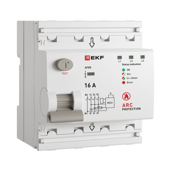 Устройство защиты от дугового пробоя (УЗДП) 3P+N 16А PROxima EKF afdd-4-16-pro