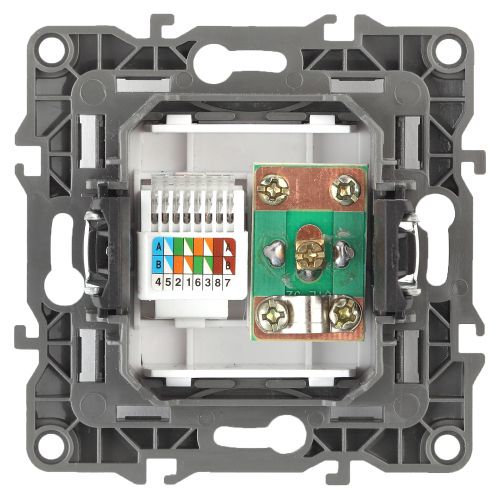 Розетка компьютерная + телевизионная Эра12 12-3110-02 RJ45 + TV IP20 сл. кость Эра Б0027442