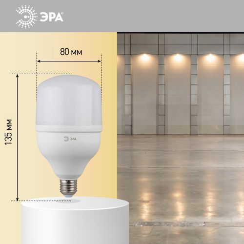 Лампа светодиодная высокомощная STD LED POWER T100-30W-2700-E27 30Вт T100 колокол 2700К тепл. бел. E27 2400лм Эра Б0027002