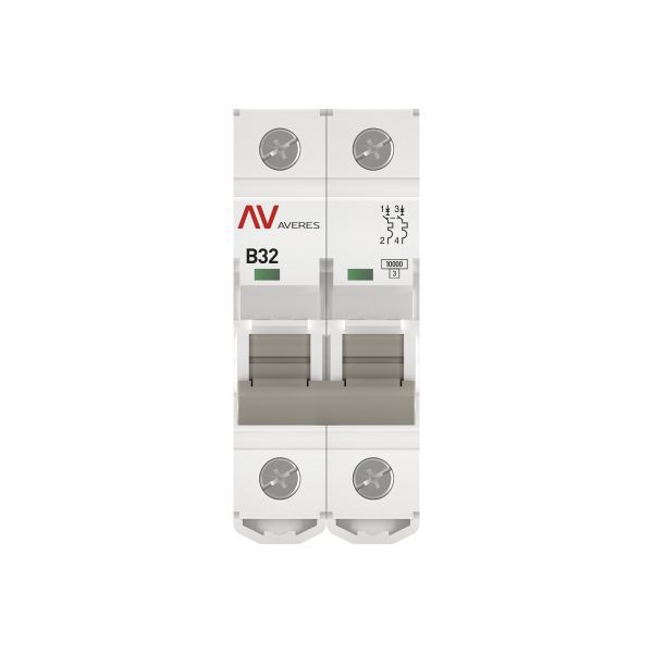 Выключатель автоматический модульный 2п B 32А 10кА AV-10 AVERES EKF mcb10-2-32B-av