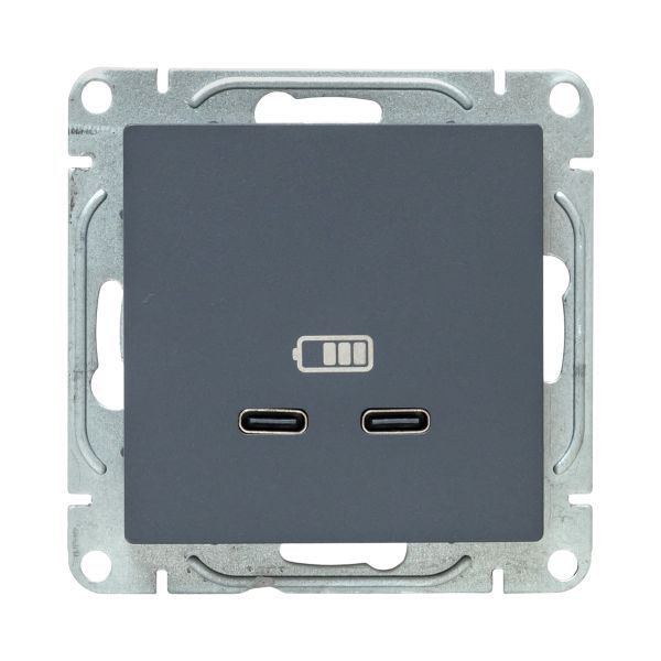Розетка 2-м СП Эпика USB-C механизм графит EKF UP1-SOG-2USBC