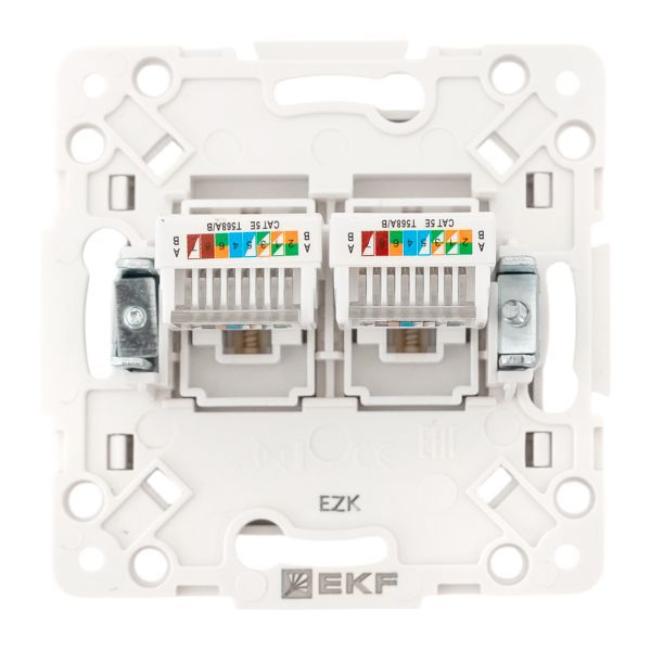 Розетка компьютерная 2-м Стокгольм RJ-45 механизм бел. EKF EYK02-035-10