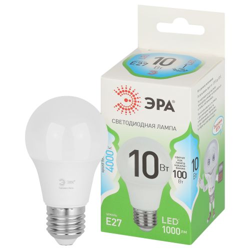Лампа светодиодная GREEN LINE A60-10W-840-E27 GL 10Вт груша 4000К яркий свет бел. E27 Эра Б0067135