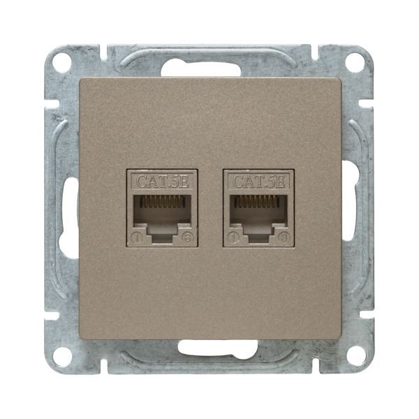 Розетка компьютерная 2-м СП Эпика RJ45 кат.5 механизм шампань EKF UP1-SOC-2RJ45-5
