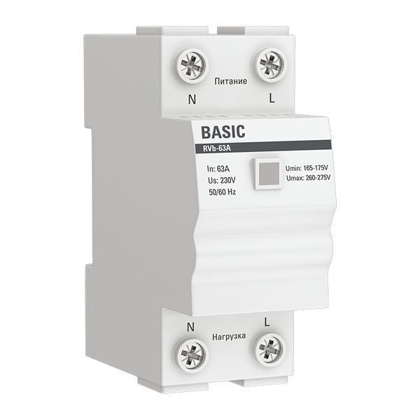 Реле напряжения RVb-63A (сквозное подкл.) Basic EKF rvb-63a