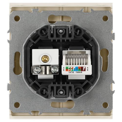 Розетка комбинированная СП Arktik RJ45 + TV 16А IP20 250В шампань 16-3110-04 Эра Б0070497