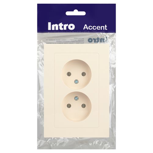 Розетка 2-м СП Accent 6-204-02 16А IP20 250В 2P AL/CU сл. кость Intro Б0063474