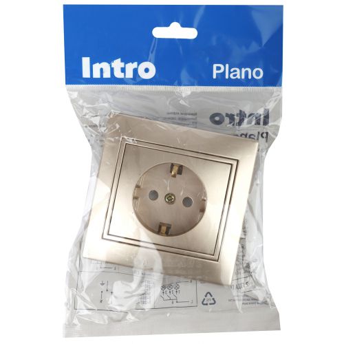 Розетка 1-м СП Plano 1-201-04 16А IP20 250В 2P шампань Intro Б0053865