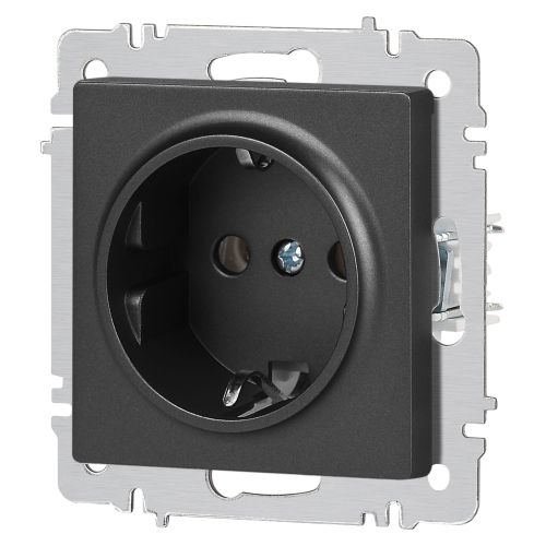 Розетка 1-м СП Accent 6-202-07 16А IP20 250В 2P+E Schuko графит Intro Б0063697