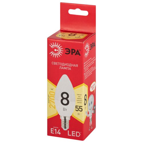 Лампа светодиодная RED LINE LED B35-8W-827-E14 R 8Вт B35 свеча 2700К тепл. бел. E14 Эра Б0050694