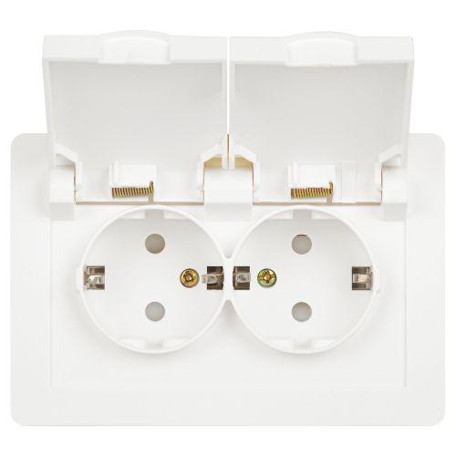 Розетка 1-м СП Style 7-207-01 16А IP20 250В 2P+E Schuko защ. шторки с крышкой бел. Intro Б0060643