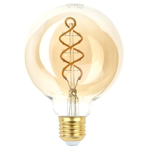 Лампа светодиодная филаментная F-LED G95-7W-824-E27 7Вт G95 шар золотая 2400К спирал. тепл. бел. E27 Эра Б0047663