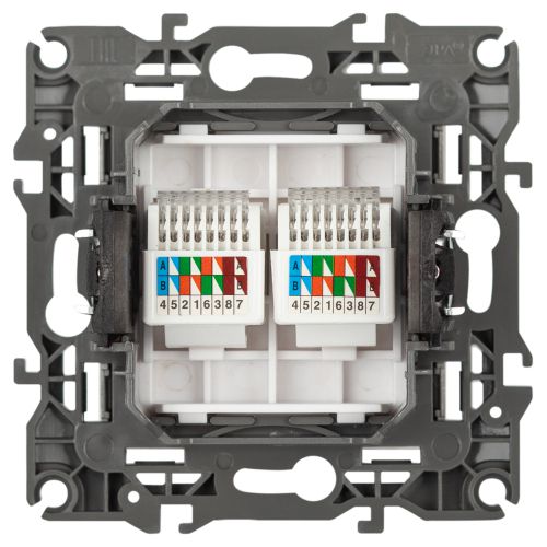 Розетка компьютерная 2-м Эра12 12-3108-16 2XRJ45 титан Эра Б0065665
