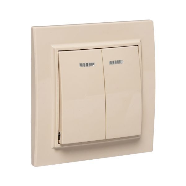 Выключатель 2-кл. СП Минск 10А IP20 с индикатором беж. EKF ERV10-123-20