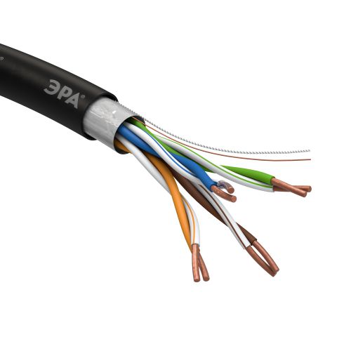 Кабель витая пара F/UTP кат.5E 4х2х24 AWG CU PE OUTDOOR SIMPLE (уп.305м) FL-4-PE Эра Б0044686