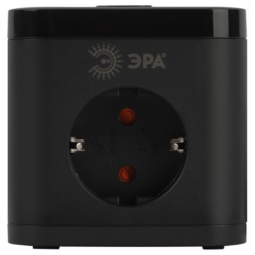 Удлинитель куб 3х1.5 с заземл. 16А IP20 CUBE-3es-1.5m-4USB-B с выключателем + 4xUSB A+C черн. Эра Б0069074