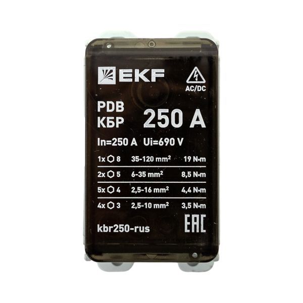 Блок распределительный клеммный КБР 250А EKF kbr250-rus