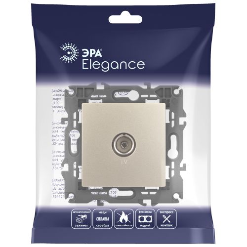 Розетка телевизионная одиночная TV 1мод. Elegance 14-3101-04 IP20 шампань Эра Б0034293