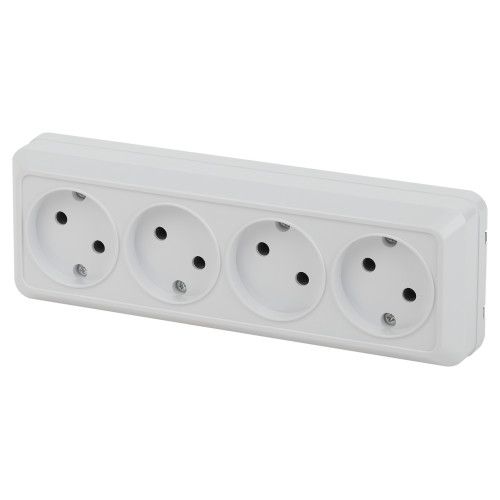Розетка 4-м ОП Quadro 2-207-01 16А IP20 250В 4х2P бел. Intro Б0053829