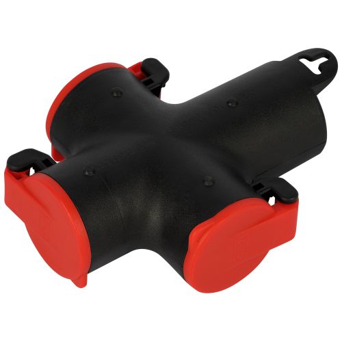 Колодка KB-3e-R-IP44 с заземлением 3 розетки 16А IP44 красн. Эра Б0072714