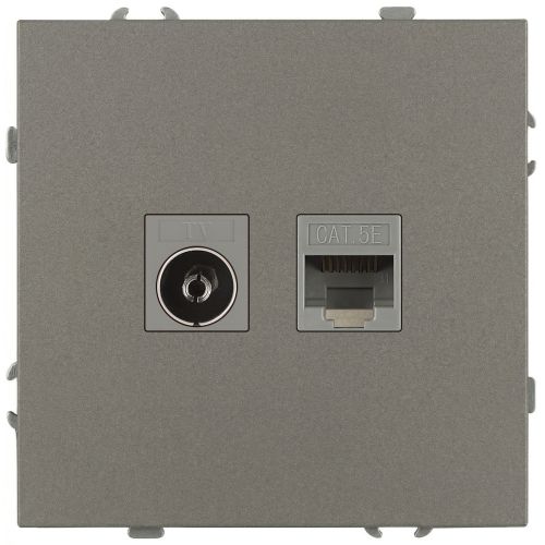 Розетка комбинированная СП Galaxy RJ45 + TV 16А IP20 250В титан 15-3110-07 Эра Б0070788
