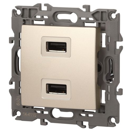 Устройство зарядное USB 14-4110-04 5В-2100мА Elegance шампань ЭРА Б0034371