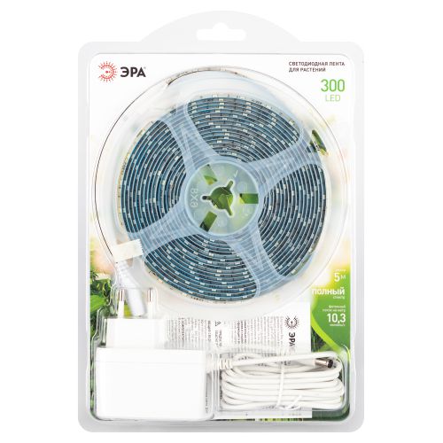 Лента светодиодная FITO-Strip Light-Rа90-300LED-5m-12V-IP65 5м IP65 для растений полноспектральная с адаптером 12В Эра Б0064591