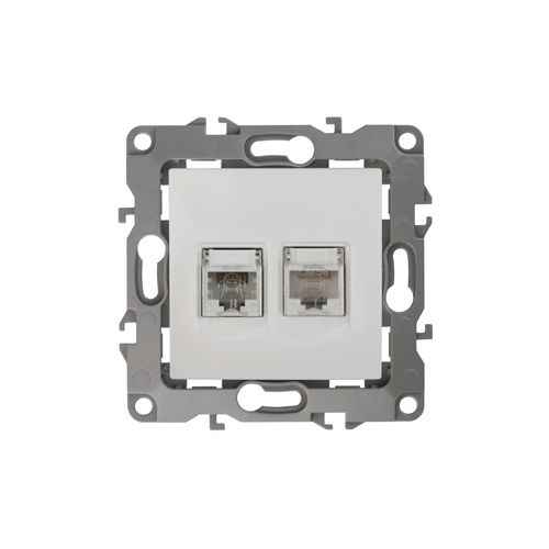 Розетка компьютерная + телефонная 2-м Эра12 12-3109-01 RJ45 + RJ11 IP20 бел. Эра Б0018248
