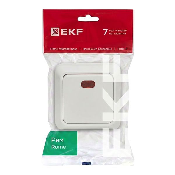 Выключатель 1-кл. ОП Рим 10А IP20 с индикатором бел. EKF ENV10-121-10