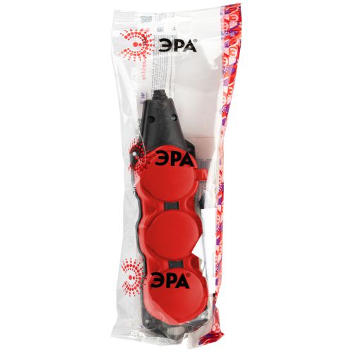 Колодка 3-м с заземл. 16A IP44 KX-3e-RED-IP44 каучук. красн. Эра Б0068393