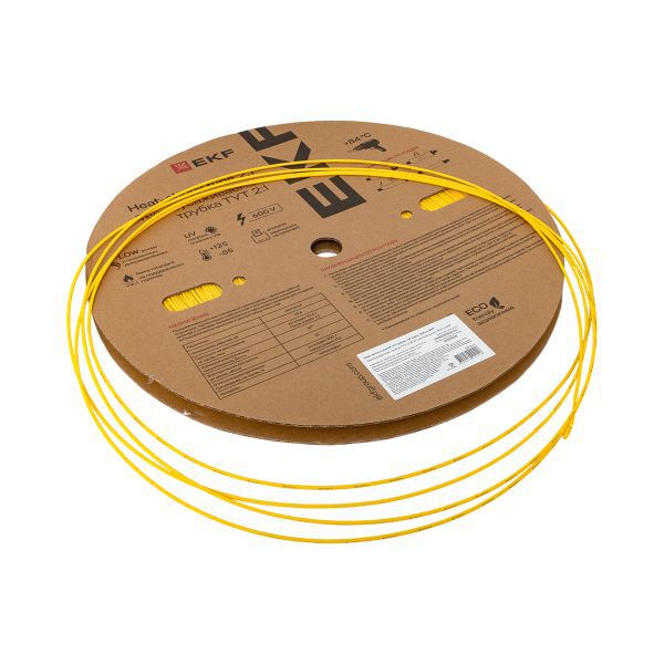 Трубка термоусадочная ТУТ нг 2/1 желт. (уп.200м) EKF tut-2-y
