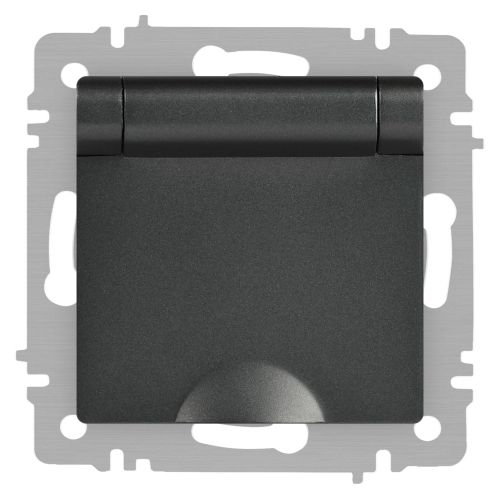 Розетка 1-м СП Accent 6-203-07 16А IP20 250В 2P+E Schuko с крышкой AL/CU графит Intro Б0063441
