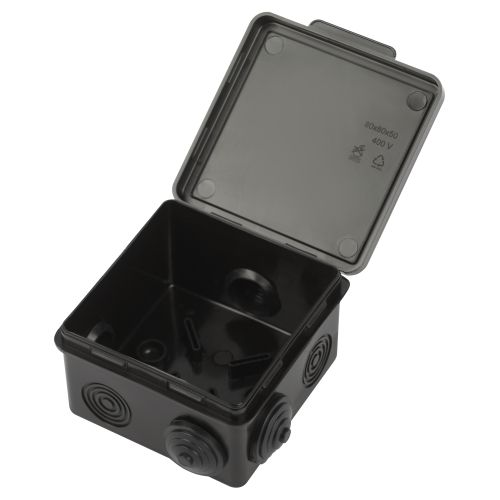 Коробка распаячная ОП 80х80х50мм с гермовводами 7 входов IP54 черн. KOR-80-80-50-7g-B Эра Б0061782