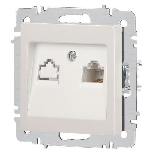 Розетка компьютерная 1-м СП Accent 6-303-06 RJ45 IP20 перламутр. Intro Б0063636