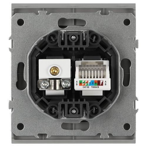 Розетка комбинированная СП Arktik RJ45 + TV 16А IP20 250В алюм. 16-3110-03 Эра Б0070496