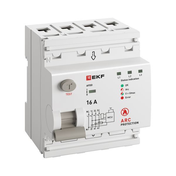 Устройство защиты от дугового пробоя (УЗДП) 3P+N 16А PROxima EKF afdd-4-16-pro