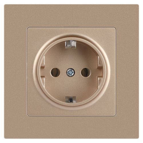 Розетка 1-м СП Accent 6-202-04 16А IP20 250В 2P+E Schuko шампань Intro Б0063690