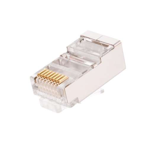Коннектор RJ45/8P8C под витую пару кат.6 (класс E) 250МГц покрытие 50мкд универс. ножи экран. (уп.100шт) NIKOMAX NMC-RJ88RZ50SE1-100