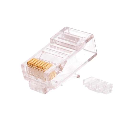 Коннектор RJ45/8P8C под витую пару кат.6 (класс E) 250МГц 50мкд универс. ножи неэкран. со вставкой (уп.100шт) NIKOMAX NMC-RJ88RZ50UE3-100
