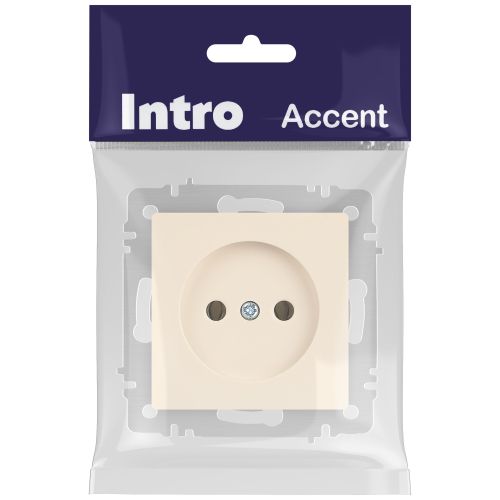 Розетка 1-м СП Accent 6-201-02 16А IP20 250В 2P сл. кость Intro Б0063659