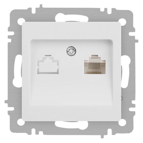 Розетка компьютерная 1-м СП Accent 6-303-01М RJ45 IP20 бел. матов. Intro Б0063625
