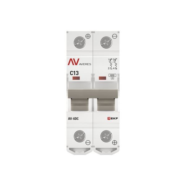 Выключатель автоматический модульный 2п C 13А 6кА AV-6 AVERES EKF mcb6-DC-2-13C-av