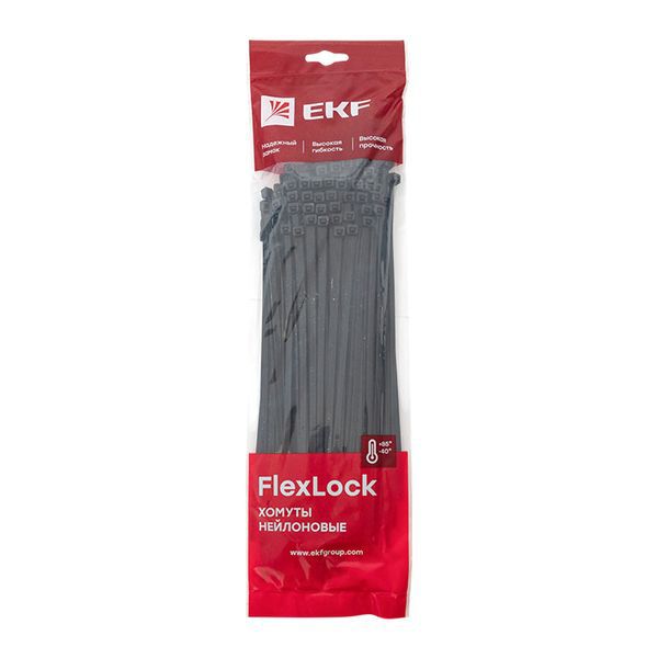 Хомут P6.6 4.8х250 FlexLock стандартный черн. (уп.100шт) PROxima EKF plc-fl-ctsb-4.8x250
