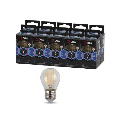 Лампа светодиодная филаментная F-LED P45-9W-840-E27 9Вт P45 шар 4000К нейтр. бел. E27 Эра Б0047029