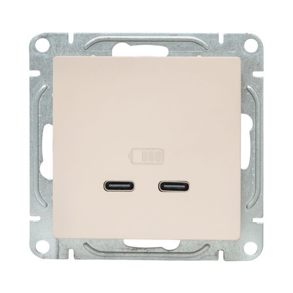 Розетка 2-м СП Эпика USB-C механизм крем. EKF UP1-SOI-2USBC