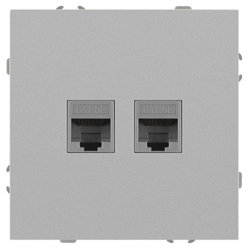 Розетка информационная 2-м СП Galaxy RJ45 16А IP20 250В алюм. 15-3108-03 Эра Б0070760